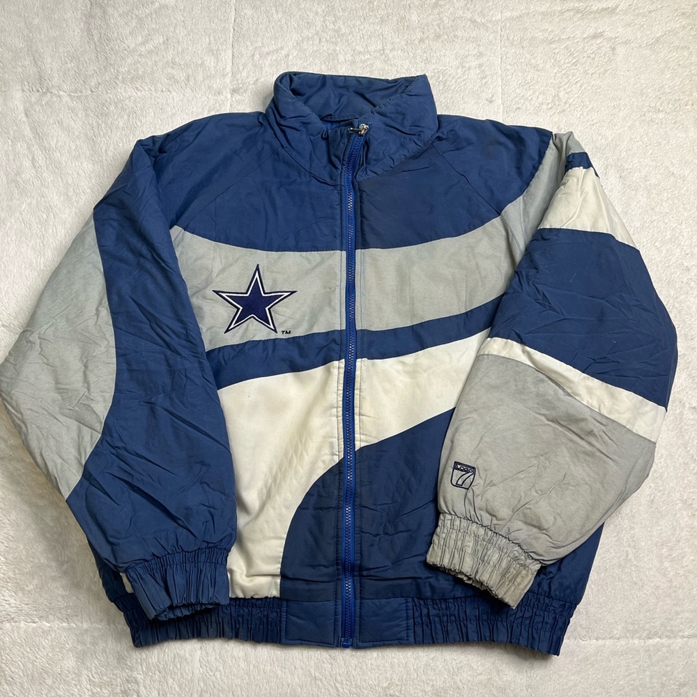 Vintage 90s Logo 7 Game Day NFL Dallas Cowboys Zip Up Stitched Jacket Mens L Vtg